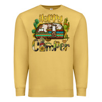 Antique Gold happy camper caravan and gnome Premium Sweatshirt - BarkalooDesign