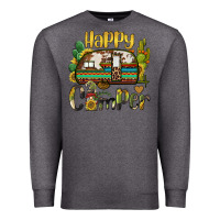 Charcoal Heather happy camper caravan and gnome Premium Sweatshirt - BarkalooDesign