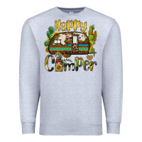 Heather Grey happy camper caravan and gnome Premium Sweatshirt - BarkalooDesign