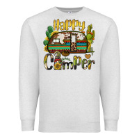 Oatmeal Heather happy camper caravan and gnome Premium Sweatshirt - BarkalooDesign