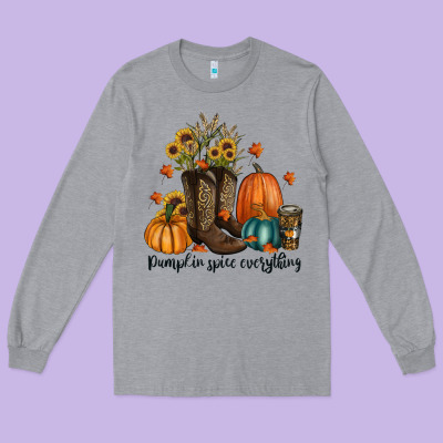 Pumpkin Spice Everything Long Sleeve Tee Designed By Ranaportraitstore