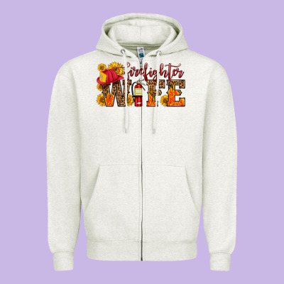 Firefighter Wife With Hat Sunflowers Zipper Hoodie Designed By Hra Design Shop