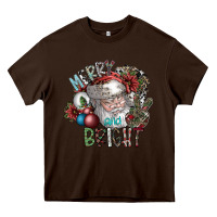 Chocolate Brown merry and bright Heavy Core Tee - SublimationCraftShop