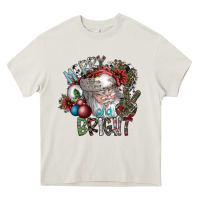 Cream merry and bright Heavy Core Tee - SublimationCraftShop