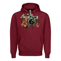 Burgundy floral eucalyptus film roll vintage camera Zipper Hoodie - FaDigitalArtStudio