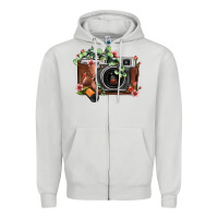Dove Grey floral eucalyptus film roll vintage camera Zipper Hoodie - FaDigitalArtStudio