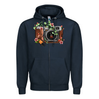 Navy floral eucalyptus film roll vintage camera Zipper Hoodie - FaDigitalArtStudio