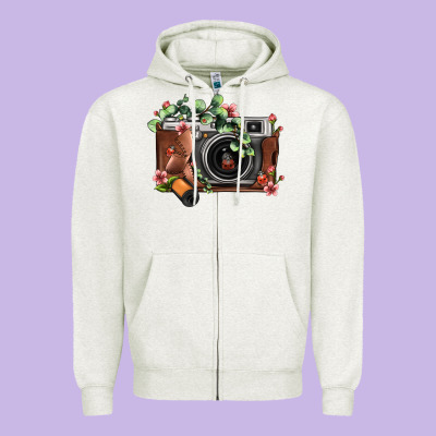 Floral Eucalyptus Film Roll Vintage Camera Zipper Hoodie Designed By Fadigitalartstudio