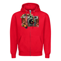 Red floral eucalyptus film roll vintage camera Zipper Hoodie - FaDigitalArtStudio