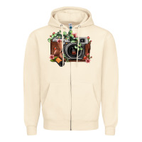 Sandshell floral eucalyptus film roll vintage camera Zipper Hoodie - FaDigitalArtStudio