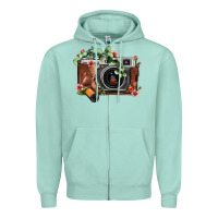 Seafoam floral eucalyptus film roll vintage camera Zipper Hoodie - FaDigitalArtStudio