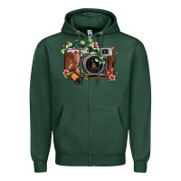 Sports Green floral eucalyptus film roll vintage camera Zipper Hoodie - FaDigitalArtStudio