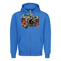 True Royal floral eucalyptus film roll vintage camera Zipper Hoodie - FaDigitalArtStudio