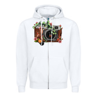 White floral eucalyptus film roll vintage camera Zipper Hoodie - FaDigitalArtStudio
