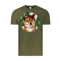 Vintage Olive Shiba Inu Christmas Vintage Tee - RanaPortraitStore