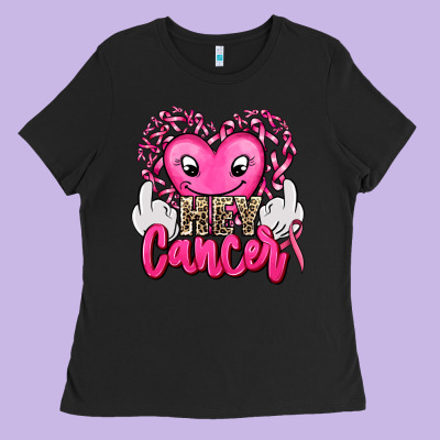 Hey Cancer With Middle Fingers Ladies Tee Designed By Adodesignshop