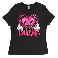 Black hey cancer with middle fingers Ladies Tee - AdoDesignShop
