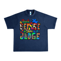 Navy think before you judge autism Urban Heavy Tee - Zillion Design Studio
