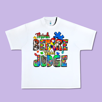Think Before You Judge Autism Urban Heavy Tee Designed By Zillion Design Studio