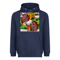 Navy Mama And Baby Pig Heavyweight Hoodie - BundleAndBundleShop