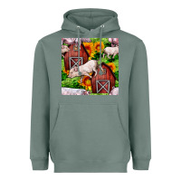 Sage Mama And Baby Pig Heavyweight Hoodie - BundleAndBundleShop