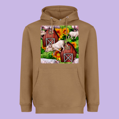 Mama And Baby Pig Heavyweight Hoodie Designed By Bundleandbundleshop