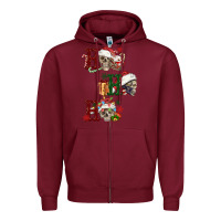 Burgundy ho ho ho skull Zipper Hoodie - FaDigitalArtStudio