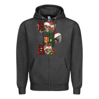Charcoal Heather ho ho ho skull Zipper Hoodie - FaDigitalArtStudio