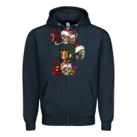 Navy ho ho ho skull Zipper Hoodie - FaDigitalArtStudio