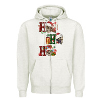 Oatmeal Heather ho ho ho skull Zipper Hoodie - FaDigitalArtStudio