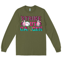 Army Green Strike Out Cancer Baseball Long Sleeve Tee - texasbilliewilder