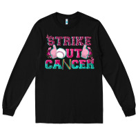 Black Strike Out Cancer Baseball Long Sleeve Tee - texasbilliewilder