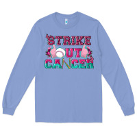 Colony Blue Strike Out Cancer Baseball Long Sleeve Tee - texasbilliewilder
