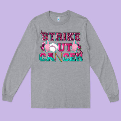 Strike Out Cancer Baseball Long Sleeve Tee Designed By Texasbilliewilder