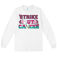 White Strike Out Cancer Baseball Long Sleeve Tee - texasbilliewilder