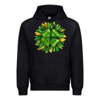 Black St. Patricks Sunflower With Clover Urban Hoodie - BundleAndBundleShop