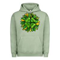 Pigment Oil Green St. Patricks Sunflower With Clover Urban Hoodie - BundleAndBundleShop