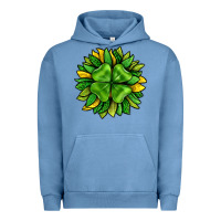 Pigment Pebble Blue St. Patricks Sunflower With Clover Urban Hoodie - BundleAndBundleShop