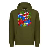 Army Green puerto rico hearts Premium Hoodie - NancyCooperArtShop