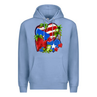 Colony Blue puerto rico hearts Premium Hoodie - NancyCooperArtShop
