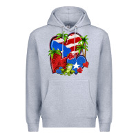 Heather Grey puerto rico hearts Premium Hoodie - NancyCooperArtShop