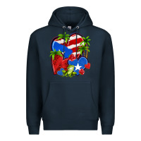 Navy puerto rico hearts Premium Hoodie - NancyCooperArtShop
