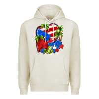 Oatmeal Heather puerto rico hearts Premium Hoodie - NancyCooperArtShop