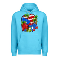 Ocean Blue puerto rico hearts Premium Hoodie - NancyCooperArtShop