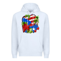 White puerto rico hearts Premium Hoodie - NancyCooperArtShop