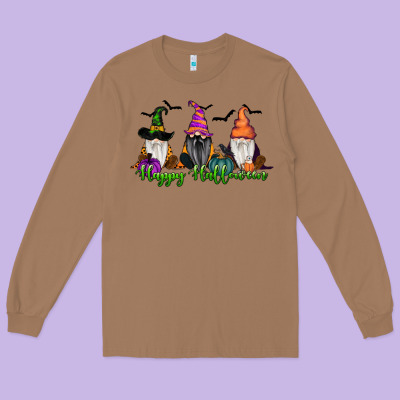 Happy Halloween Gnome Pumpkin Long Sleeve Tee Designed By Ranaportraitstore