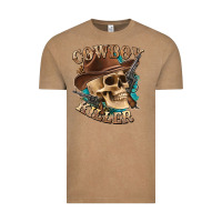 Vintage Coffee cowboy killer with skull Vintage Tee - texasbilliewilder