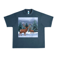 Midnight Navy winter deer Urban Heavy Tee - BarkalooDesign