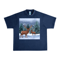 Navy winter deer Urban Heavy Tee - BarkalooDesign