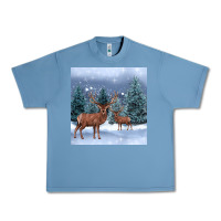 Pebble Blue winter deer Urban Heavy Tee - BarkalooDesign